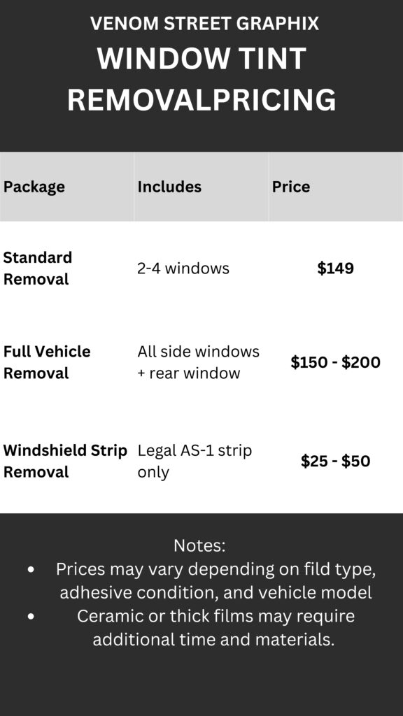 Window Tint Removal Pricing